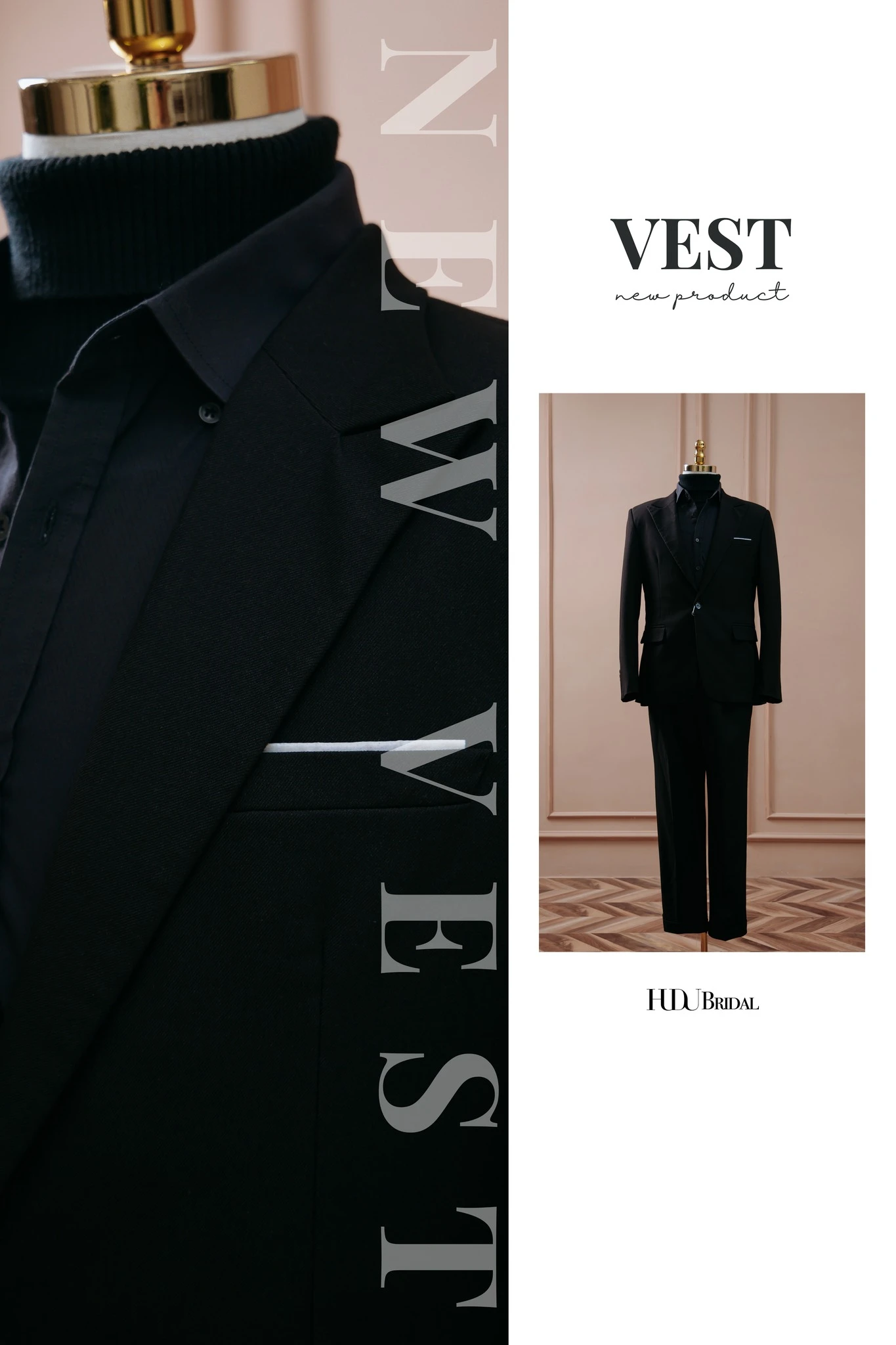“HUDU VEST | Mẫu vest đen kinh điển – Định hình chuẩn quý ông hiện đại”